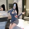 Fan Lei, sexy underwear women's one-piece cross-hanging neck perspective cheongsam nightclub uniform 892