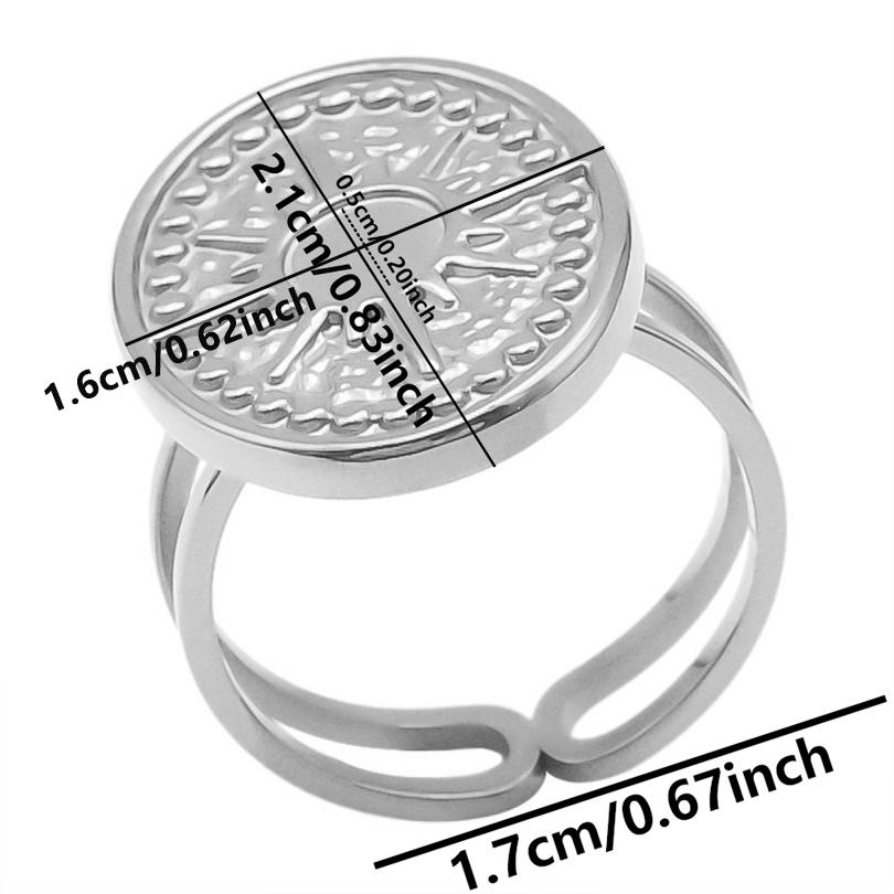 Fashion DIY Drip Oil Rhinestone Round Oval Water Droplets Blank Settings Open Adjustable Stainless Steel Ring For Women Men Gift