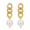 Fashion Irregular Imitation Pearl Stainless Steel Hoop Earrings for Women Luxury Hypoallergenic Drop Earrings Party Jewelry Gift