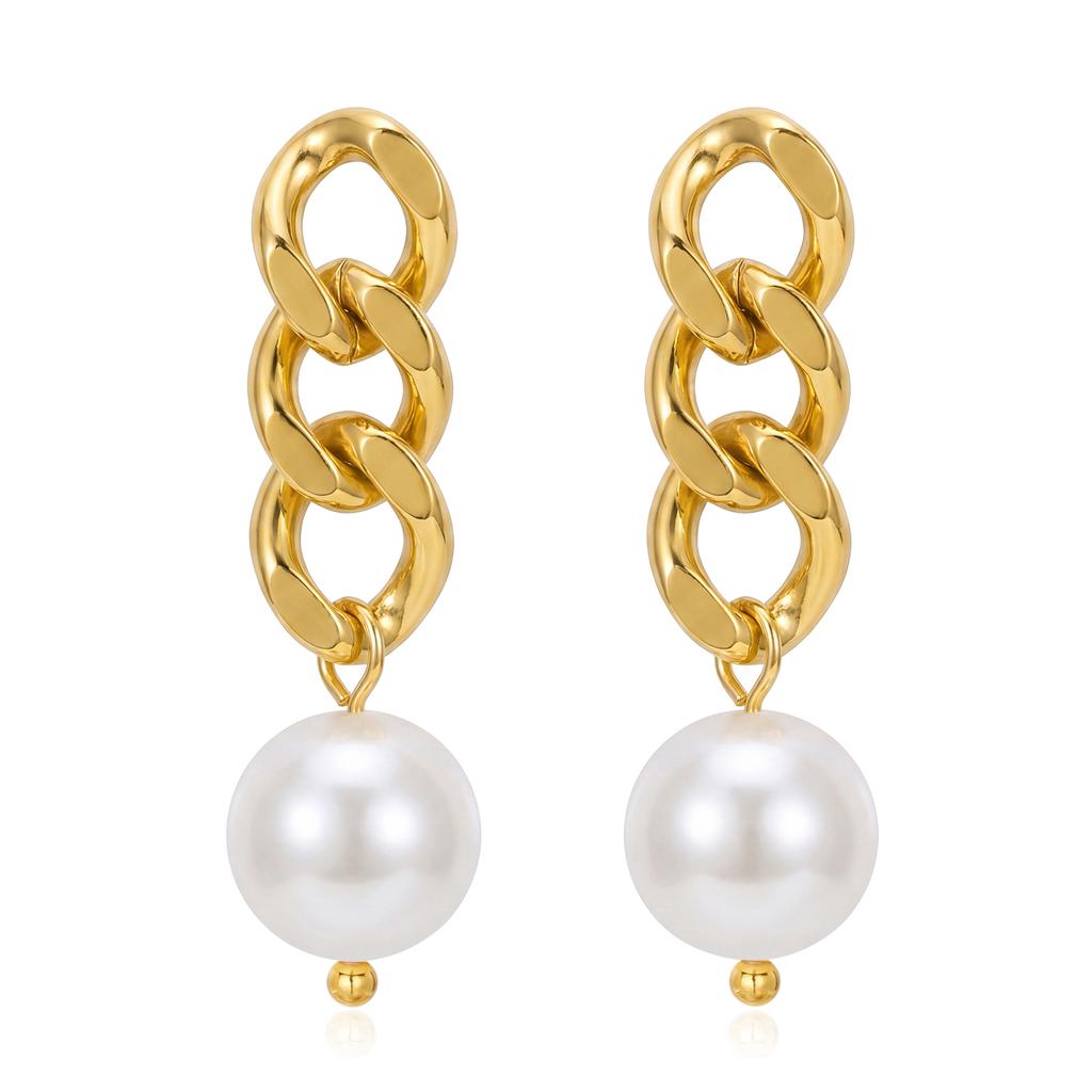 Fashion Irregular Imitation Pearl Stainless Steel Hoop Earrings for Women Luxury Hypoallergenic Drop Earrings Party Jewelry Gift
