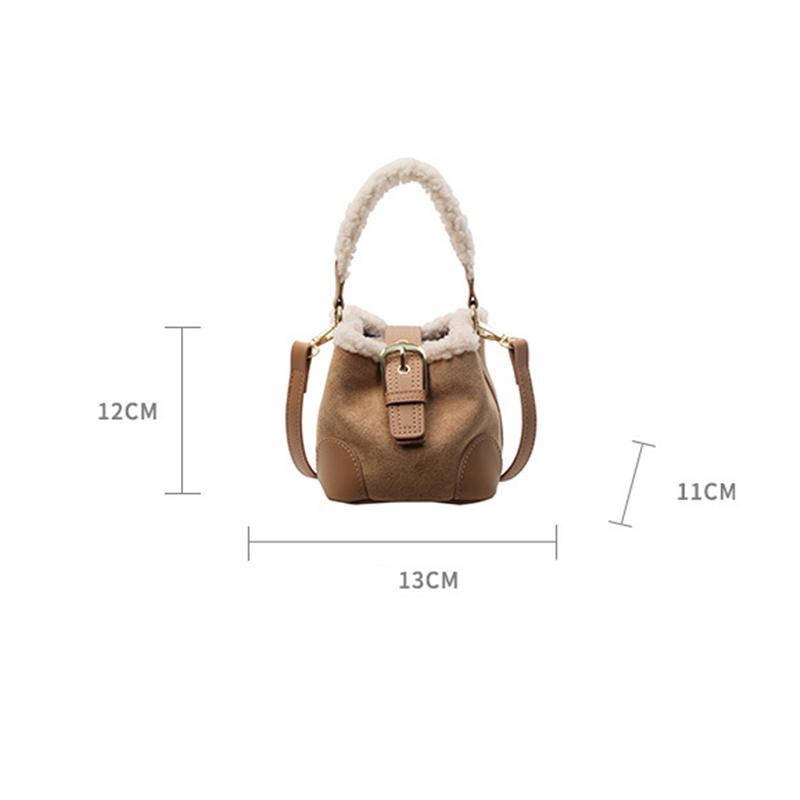 Autumn and Winter Women's Shoulder Bag Casual Retro Plush Bag Versatile Mini Portable Bucket Crossbody Bag KTY