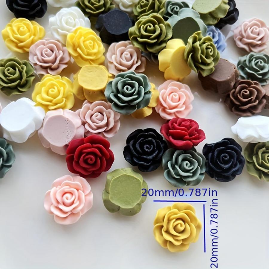 10 Stück Florale Harz-Cabochons - Weiße Rosen Verzierungen für Scrapbooking, Schmuckherstellung, DIY-Bastelarbeiten und Hochzeitsdekoration