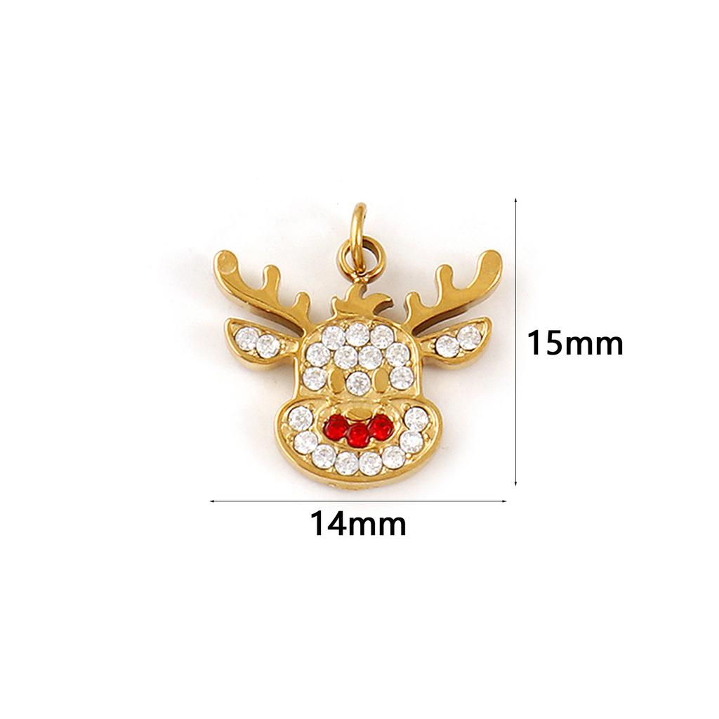 1 Pc 304 Stainless Steel & Cubic Zirconia Christmas Charms Glove Santa Claus Christmas Tree Pendants For Keychains Necklace DIY