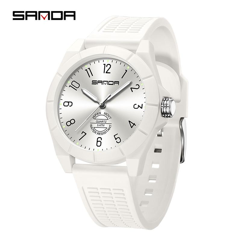 SANDA 6212 Sports Waterproof Student Quartz WatchMen And Women Student New Quartz Simple Watch Silicone Strap Multifunctional