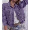 Plus Size European Studded Denim Jacket for Women