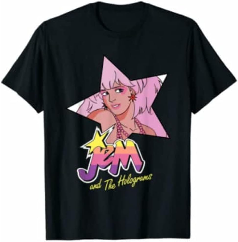 R1 Jem and The Holograms and Outrageous Black Men T Shirt Teenager Jerrica Black XL чёрный