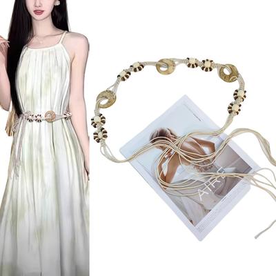 Vintage Woven Bohemian Waist Rope With Skirt Ethnic Style Decorative Summer Belt Simple Waist Chain Belt