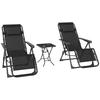 Gartenliege Set 3 Piece Sun Lounger With Tea Table 2 Deck Chairs Cushions Outdoor Lounger 90x56x110 Cm Black