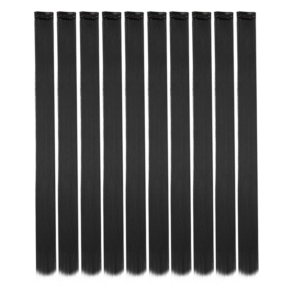 10PCS/Pack Colored Party Highlights Clip in Hair Extensions for Girls 18 Inches Omber colors Straight Hair Synthetic 2027