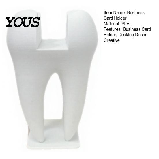 Durable Business Card Stand 3D Printed Holder, Tooth Shaped Matte White Organizer, One-piece Molded Holder Minimalist Style Ornament for Dental