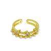 Gold Flower Diamond Zir*****Pen Ring Fashion Flower Niche Design Retro Elegant High Sense Ring Female