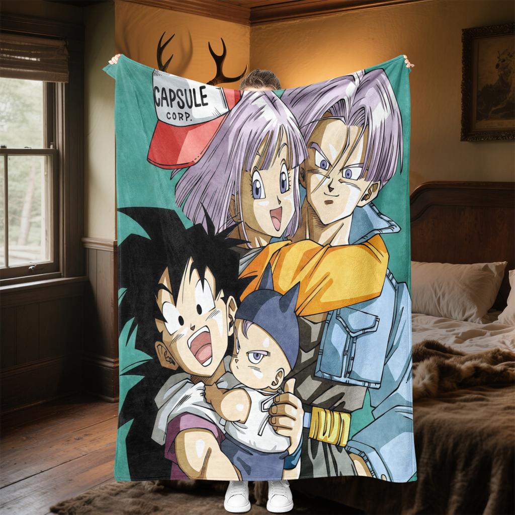 1 Stück DRAGON BALL Aufdruck Flanelldecke, Hohe Qualität für alle Jahreszeiten, Heimdekoration, Wärme und Komfort, Perfekt für Weihnachtsgeschenke