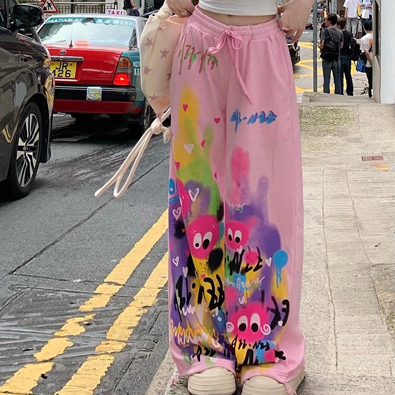 

Women s High Waisted Drawstring Wide Leg Casual Pants XXL рожевий