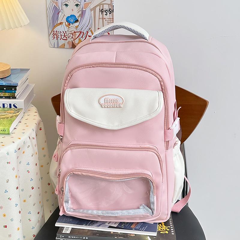 High value, fresh and sweet contrasting color backpack, lightweight and large-capacity backpack for junior high school students