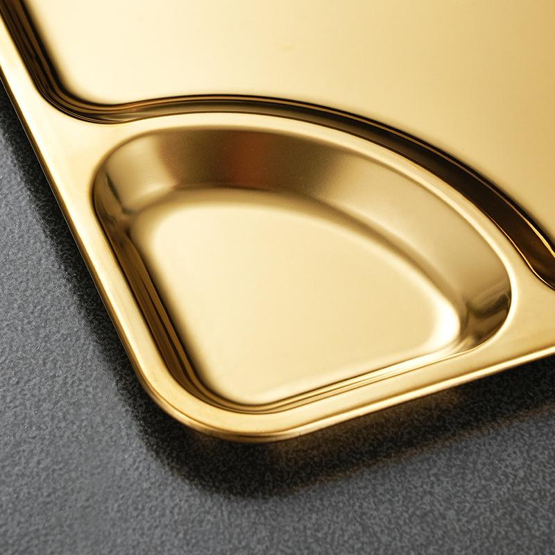 Stainless Steel Barbecue Plate Rectangular Snack Plate Grill Pan Fried Chicken Plate With Dipping Tray Dumpling Plate