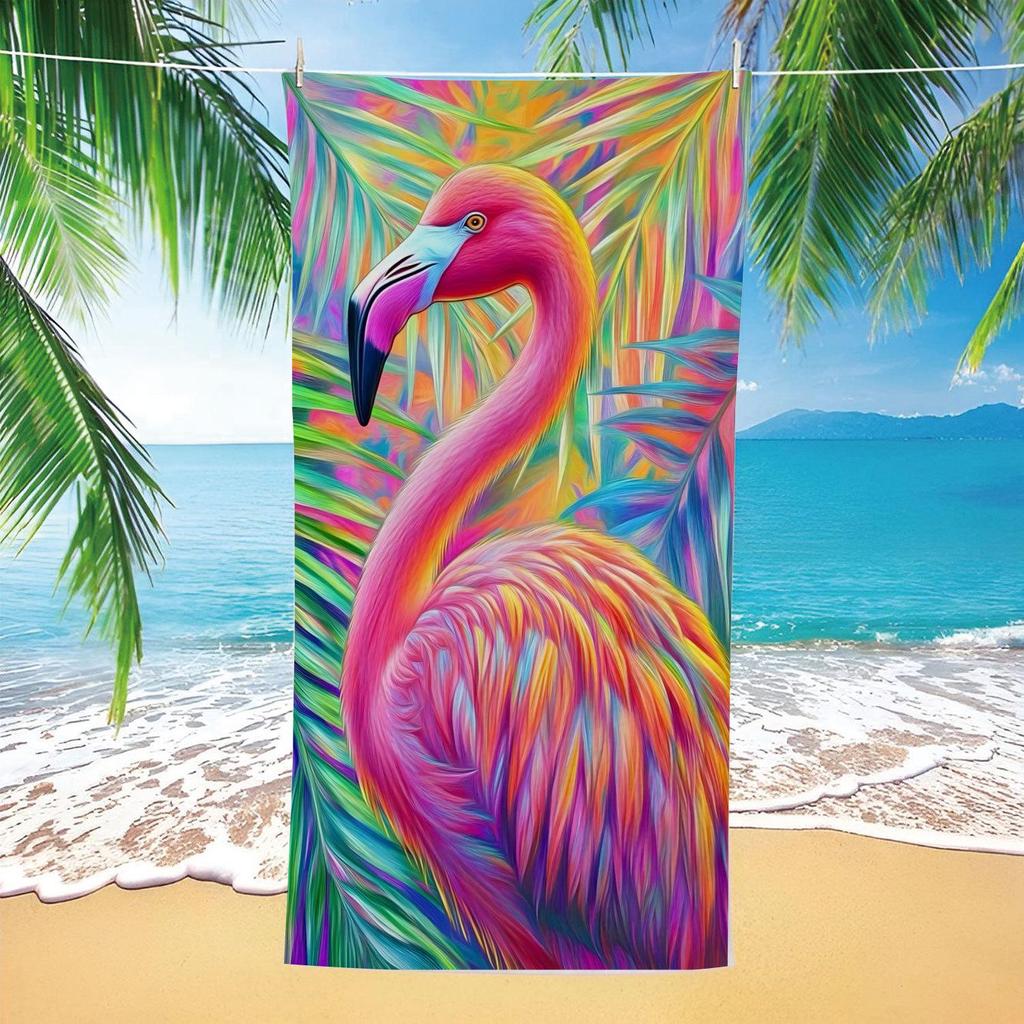 Tropical Quick-Dry Beach Towel with Ocean Whale & Sea Turtle Print - Absorbent & Ideal for Summer Seaside Vacations