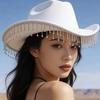 Popular Tassel Felt Western Cowboy Hat Fashion Ladies Hat Women's Party Bride French Top Hat