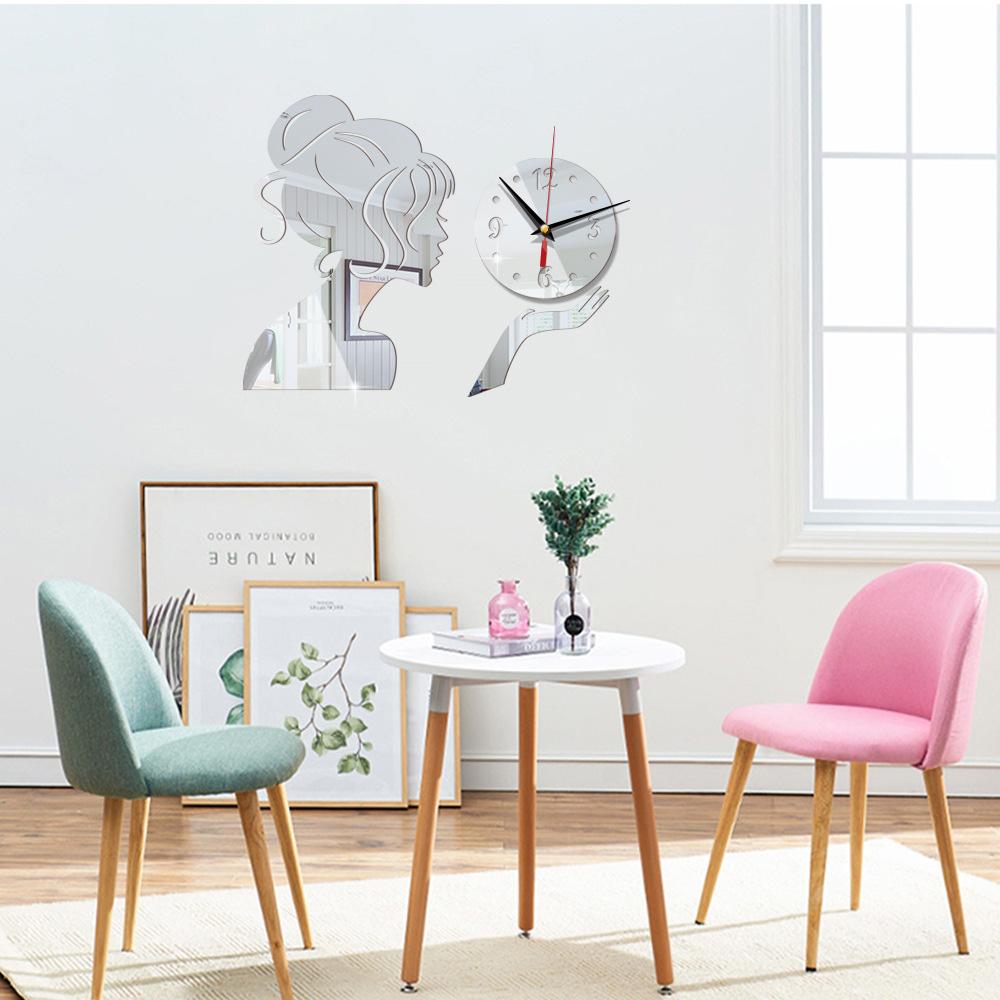 Acrylic Creative Mirror Wall Clock Mute Living Room Bedroom Sticker Personality Design Household Pointer Watch Home Decoration