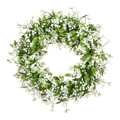 Artificial Summer Wreath Baby Breath Wreath for Front Door Farmhouse Garden Wedding Party Outdoor Decorations