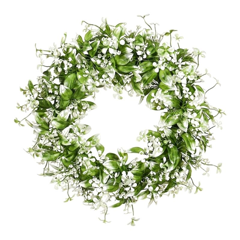 

Artificial Summer Wreath Baby Breath Wreath for Front Door Farmhouse Garden Wedding Party Outdoor Decorations 1