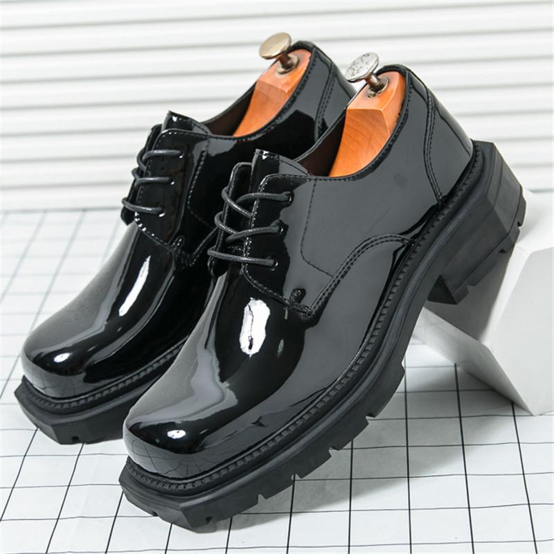 Designer New Fashion Men's Lace Up Thick-soled Height Increasing Derby Shoes Male Moccasins Wedding Prom Homecoming Footwear