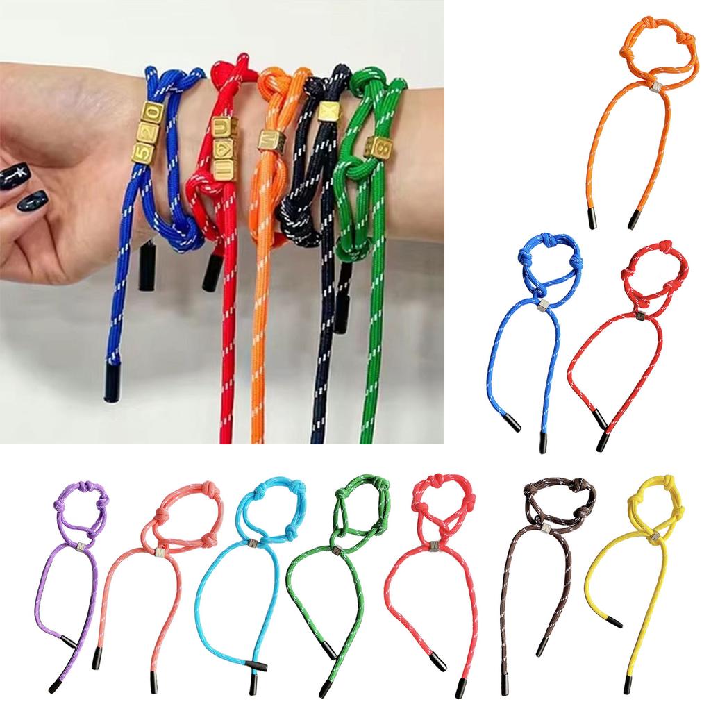 Nylon Braided Rope Bracelet for Couple Adjustable Length Wristchain Fashion Wristband Accessory for Men and Women