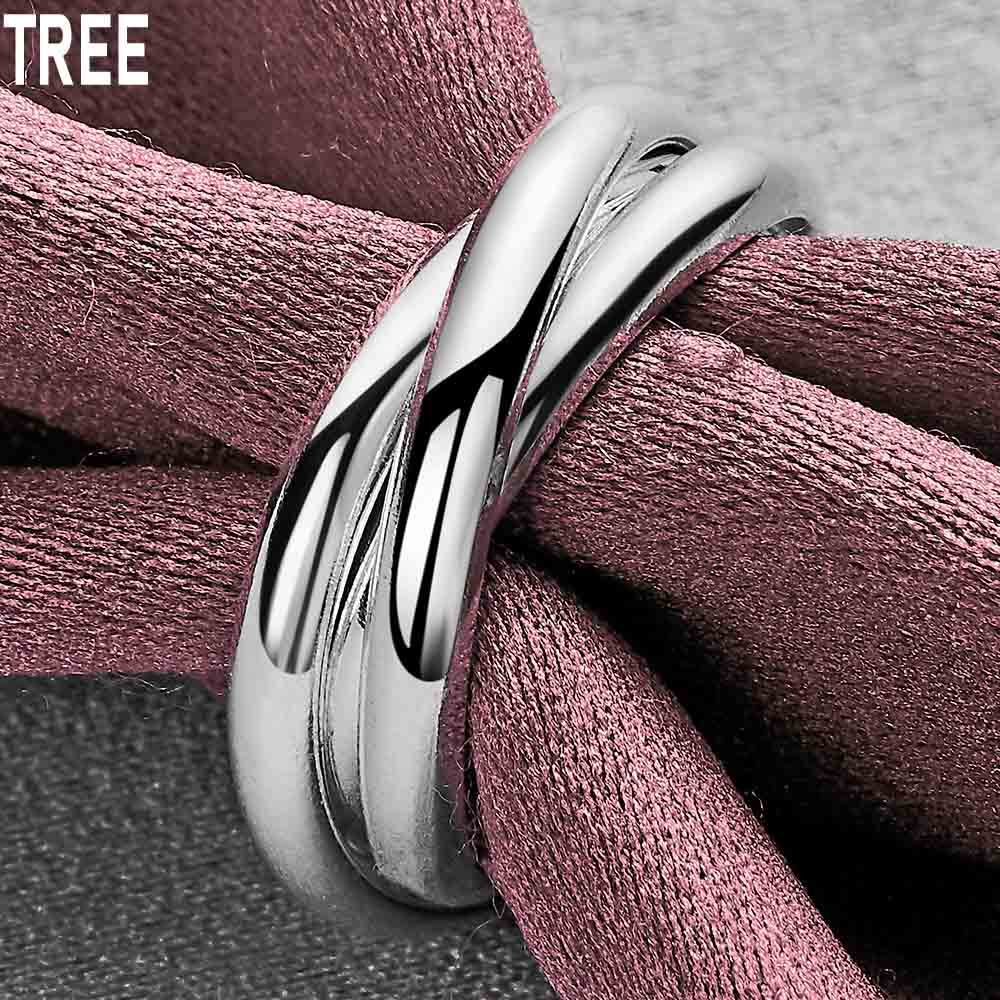 925 Sterling Silver Three Ring Ring Exquisite Charm Fashion Wedding Jewelry