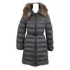 Moncler [Good condition/Domestic Regular] TINUV Belted/Fur Hoodie Down Coat O grayUsed
