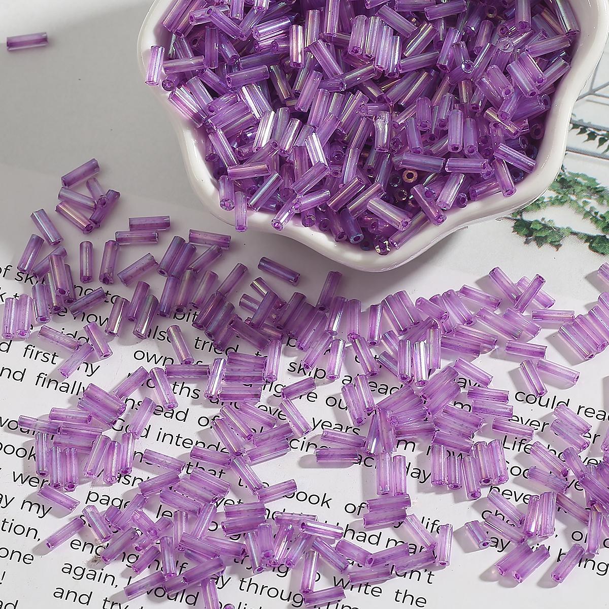 

2x7 мм 300 шт цилиндрические длинные трубчатые стеклянные бусины для самостоятельного изготовления ювелирных изделий фиолетовый