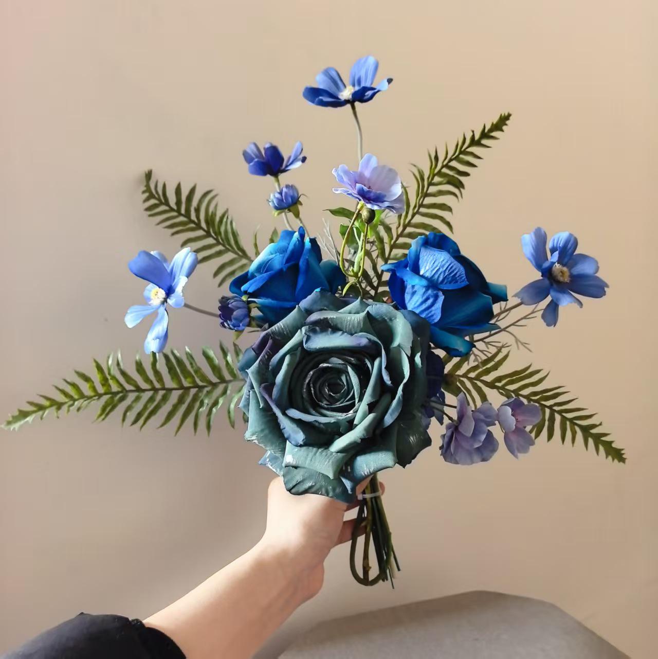 

Blue Series Handheld Bouquet: Artificial Flowers for Photography, Travel, Weddings, and Decor
