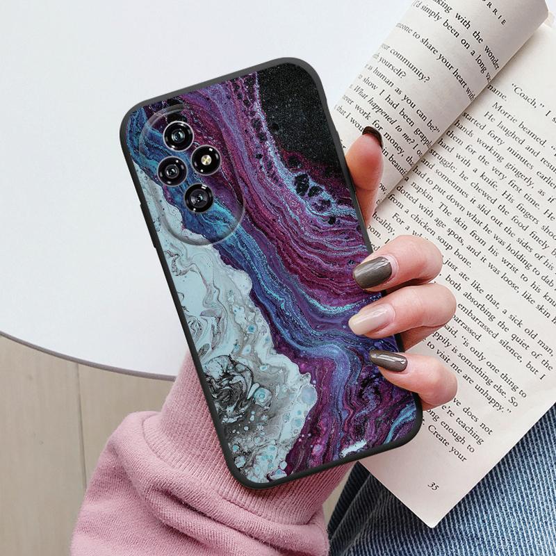 Colorful Marble Case For Honor 200 Luxury Soft Shockproof Cover Fundas For Honor200 90 Lite Shell Watercolor Oil Painting Coque