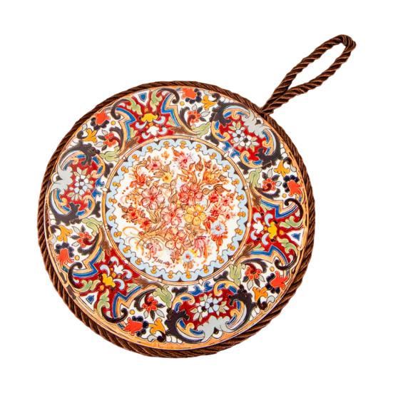 Decorative Heat Mat Vintage Ceramic Trivet, Resistant Pot Holder for Casserole Enamel Elegant Dining Placemat Cookware, Traditional Table Hot Dishes,