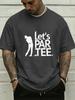 Golfer Silhouette And Lets Par Tee Funny Text Front Print Unisexs Crew Neck Short Sleeve Tee Casual Daily Soft Basic Wear Top
