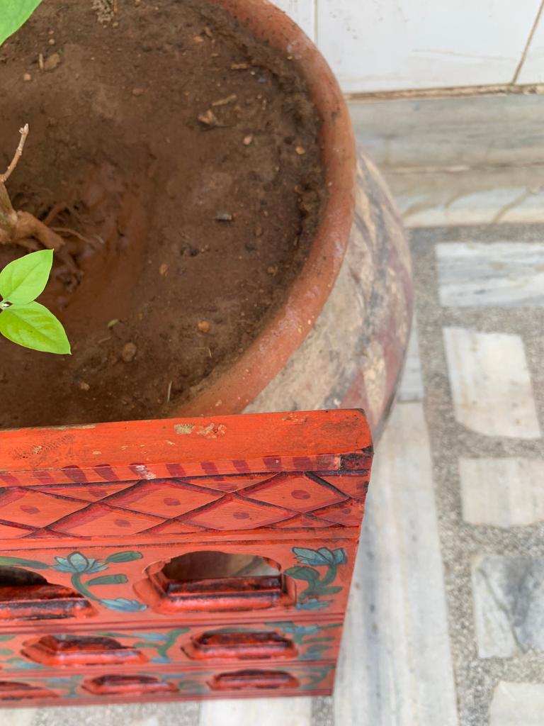 Hand Painted Wooden Jharokha Frame: Antique Indian Wall Decor