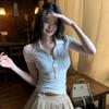Women Sexy T-shirts Polo Zipper Short Sleeve Fashion Tees For Female T-shirts Lady Sexy Tees Bar Wear