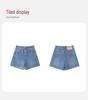 Four-Way Stretch A-Line Denim Shorts - Super Soft, High Quality, Summer Side Slit, Three-Quarter Length Pants