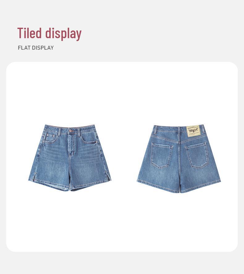Four-Way Stretch A-Line Denim Shorts - Super Soft, High Quality, Summer Side Slit, Three-Quarter Length Pants