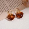 European and American coffee color geometric resin earrings, personalized versatile niche temperament earrings, light luxury high-end earrings, women