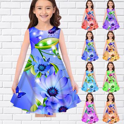 Mädchen 3D Blume Schmetterling Kinder Mädchen Party ärmelloses Prinzessinkleid Tank für Mädchen über vier Jahre