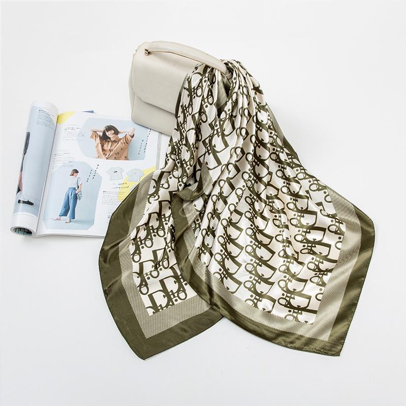 Luxury Satin Feel Silk Scarf: 90 Square Versatile Shawl with Sunscreen Protection