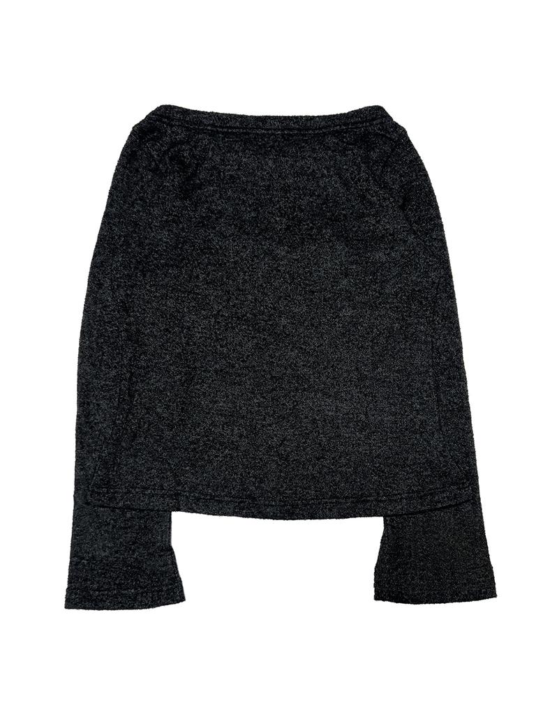 SETSETSET Moon Heart Ruffle Knit Top Black
