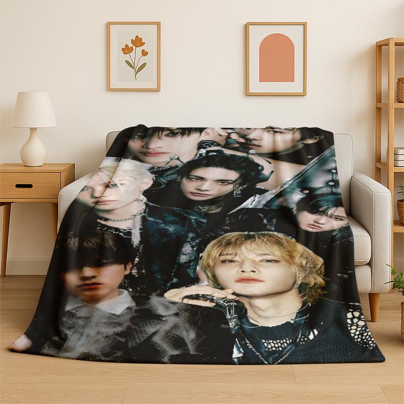 Kpop Stray Kids Muziek Ster Flanellen Deken Zacht Warme Plaid voor Slaapkamer Woonkamer Bed Reizen Kamperen Picknick Cadeau