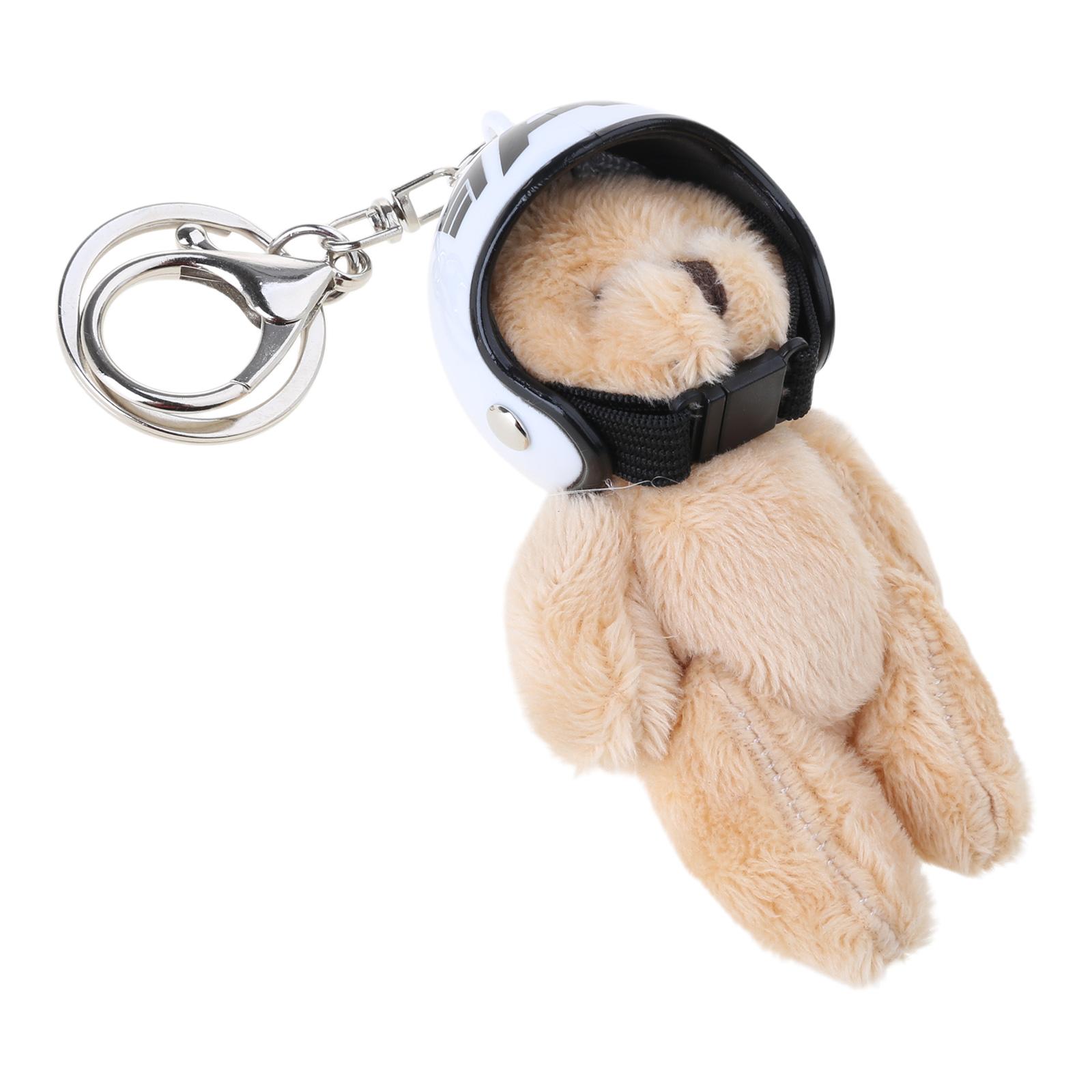 

Модный брелок для ключей в виде плюшевого медведя со шлемами, мягкая игрушка-животное, брелок для рюкзака, стильный аксессуар для сумки для женщин и девочек 2