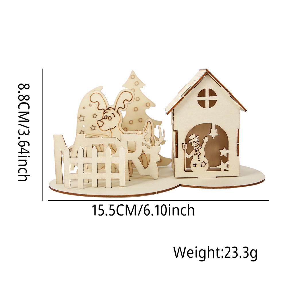 

Playful Christmas Wooden Cabin Puzzle With Reindeer And Snowman Designs For Festive Fun Reindeer Christmas House