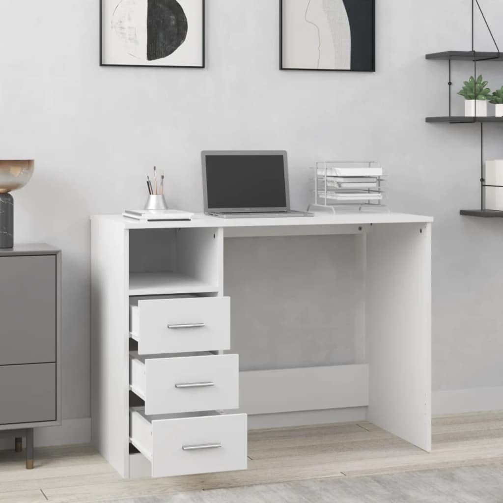 Scrivania con Cassetti Bianca 102 x 50 x 76 cm Legno Ingegnerizzato
