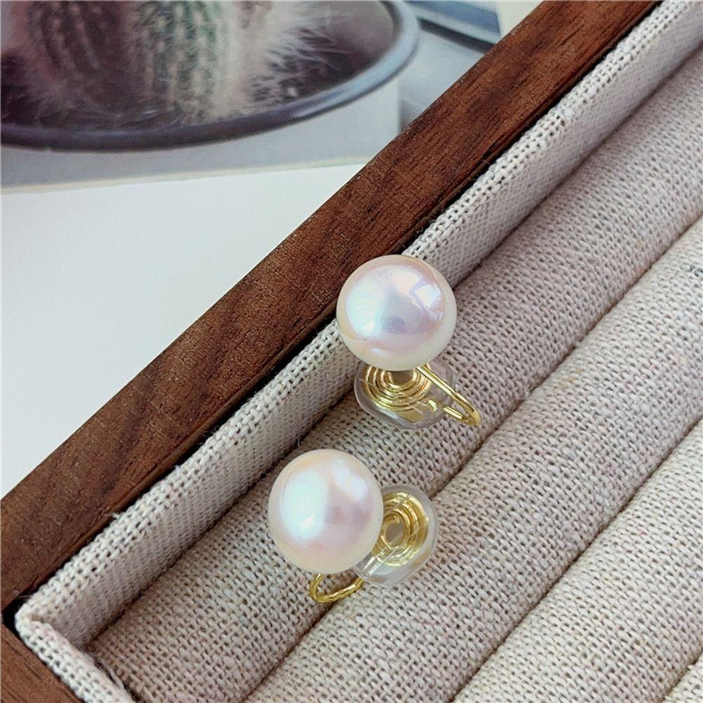 French Style Mantou Pearl Earrings Light Luxury Retro Ear Clip Trendy French Ear Ctud  Women