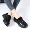 Leather women's shoes spring and autumn platform muffin casual shoes lace-up low-top single shoes small leather shoes