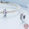 BAMOER 925 Silver Clasp CZ pave Clip Charms Daisy Beads Stopper Safety Chain fit Charm Bracelet Jewelry Clip
