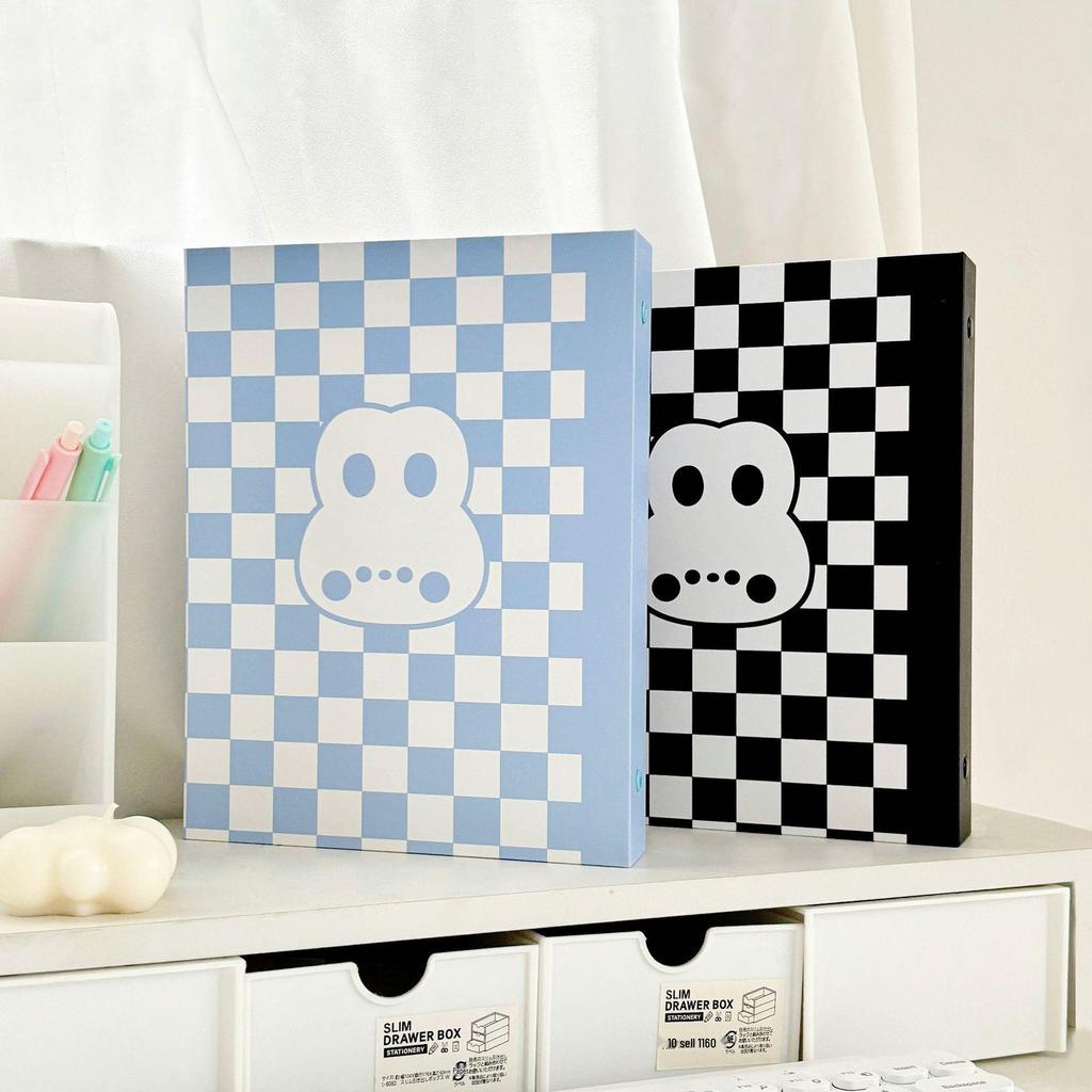 Korean Style Plaid A5 Loose-Leaf Photo Album - Cute, Hard Shell, Three-Inch Card Storage for Star-Chasing Fans