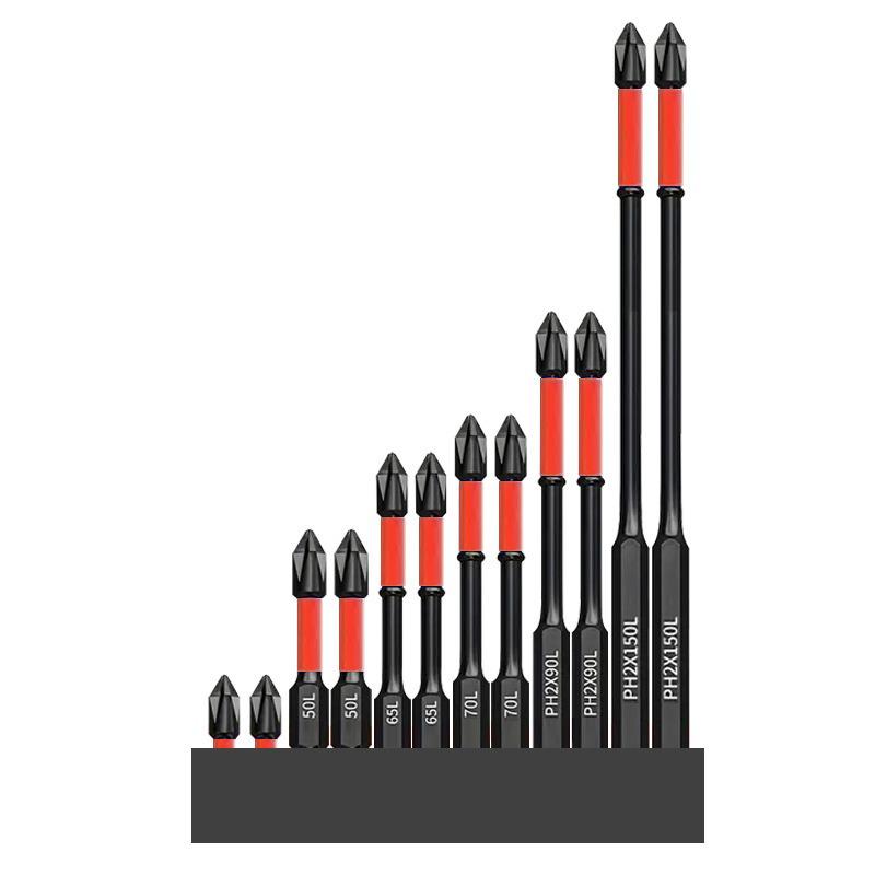 Shock-resistant Magnetic Phillips Screwdriver Bits with Anti-slip Teeth